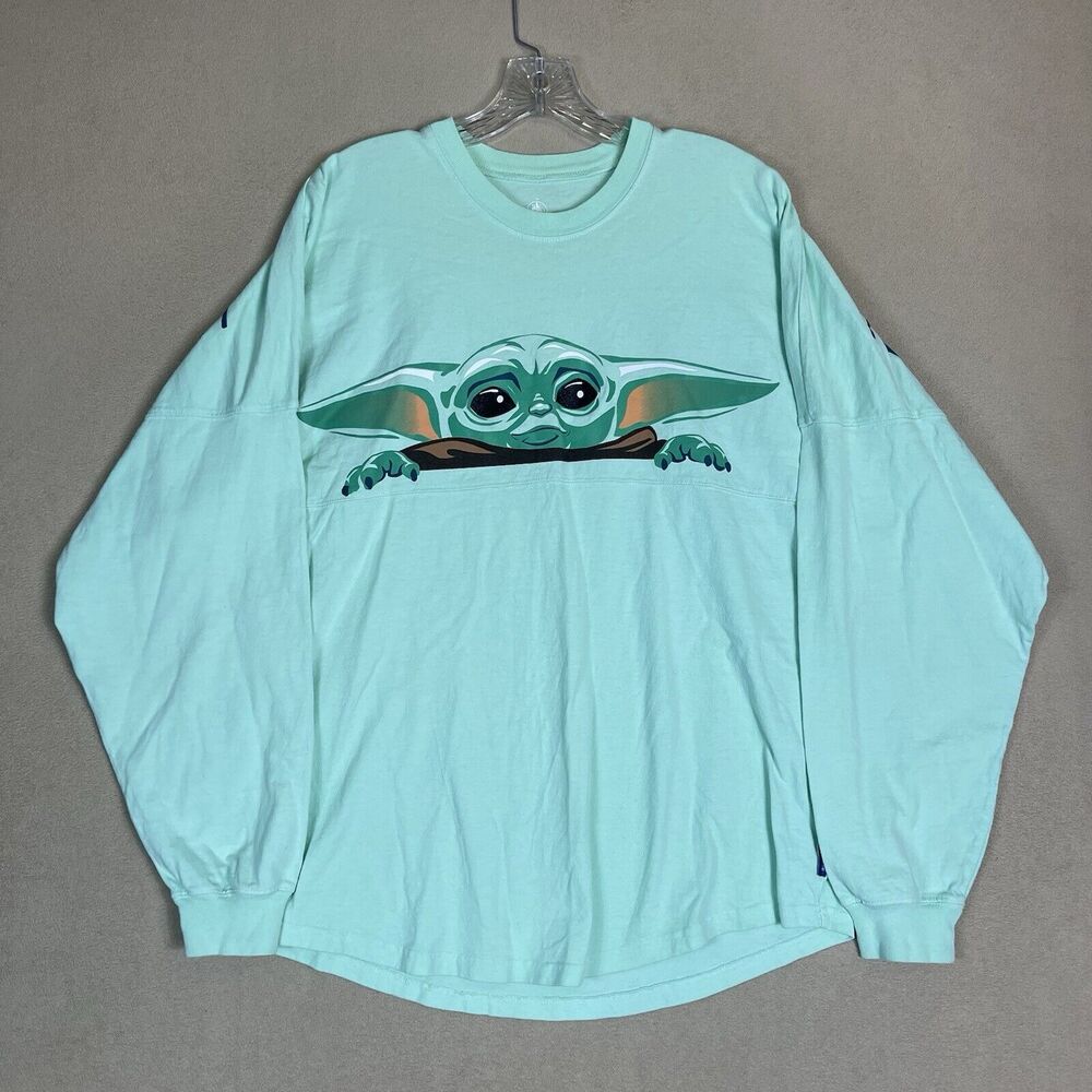 Disney Star Wars Sweater Adult M Green Mandalorian Baby Yoda Spirit Jersey
